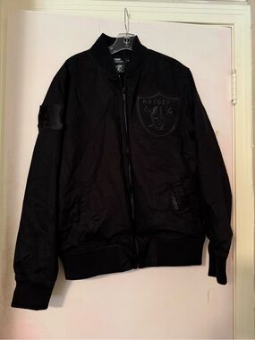 Las Vegas- Raiders Jacket All-Black Bomber Jacket with Raiders on back and front